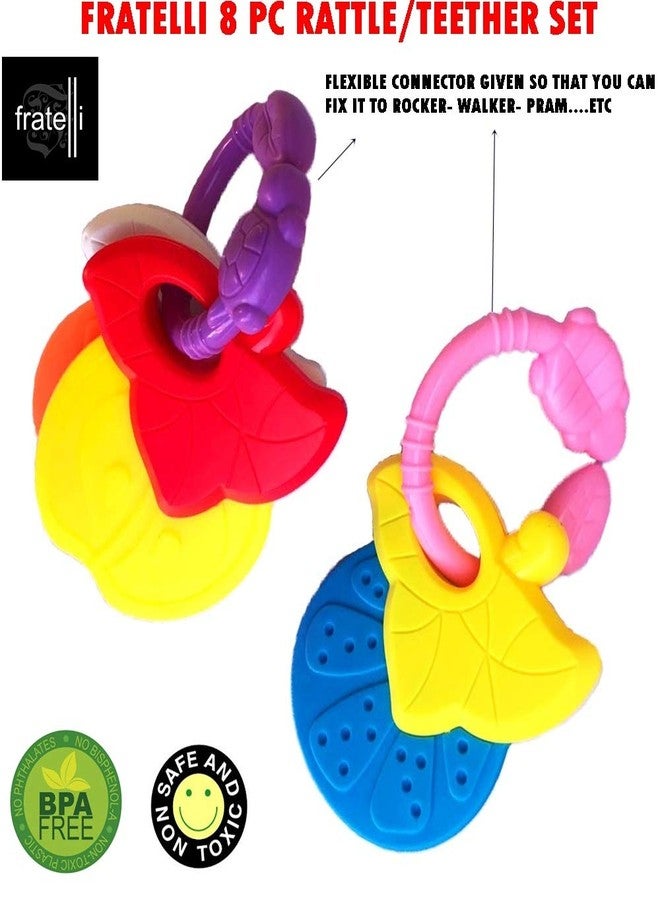FRATELLI Newborn Acrylonitrile Butadiene Styrene Baby Teether & Rattles Pack [ 7Pcs] New,Multicolor - Image 2